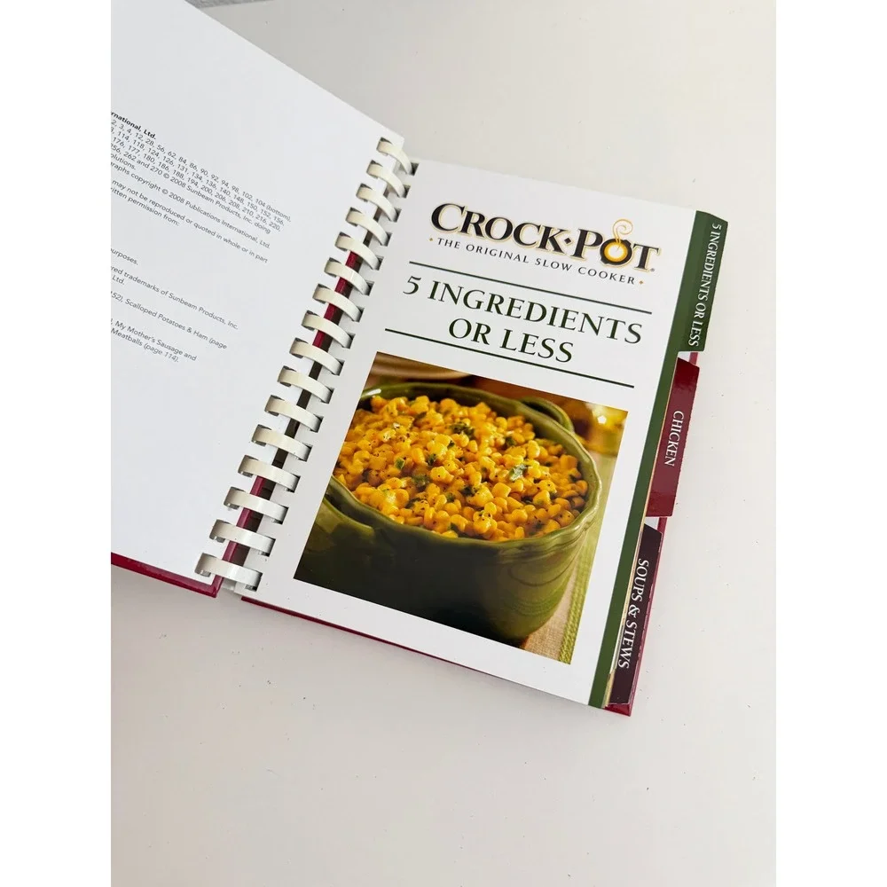 Crock-Pot The Original Slow Cooker 3 Books in 1 Cookbook Spiral Bound Tabbed